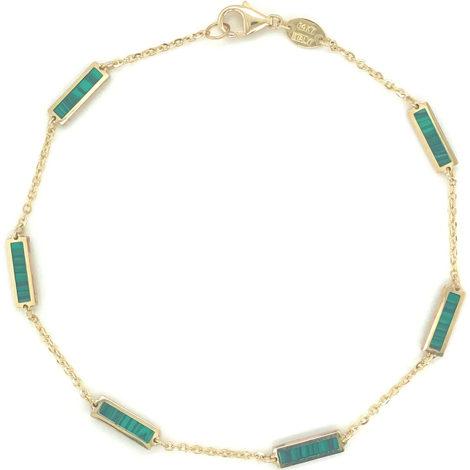 Bracelets Ritani | 14Kt Gold Malachite Station Bar Bracelet