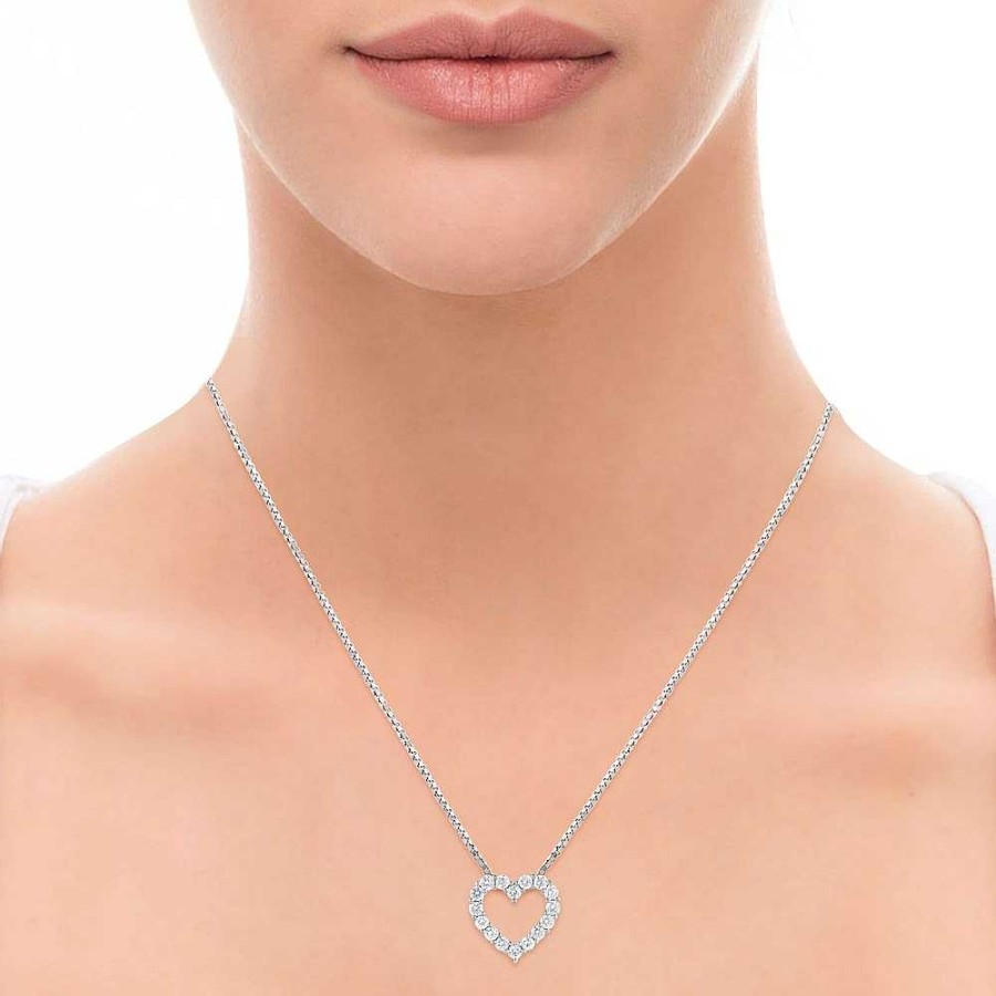 Necklaces Ritani | 14Kt Gold 1.00 Ctw Lab Diamond Heart Shaped Pendant