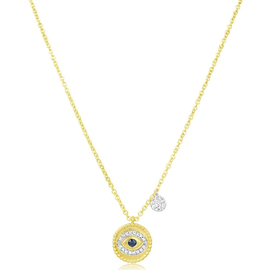 Necklaces Ritani | Meira T 14Kt Gold 0.14 Ctw Diamond & Brushed Gold Evil Eye Necklace