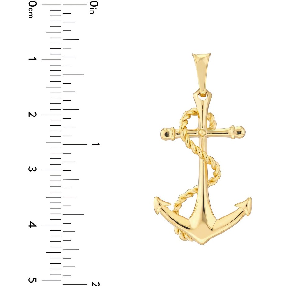 Men'S Jewelry Ritani | Men'S 14Kt Gold Anchor Pendant With Rope Design