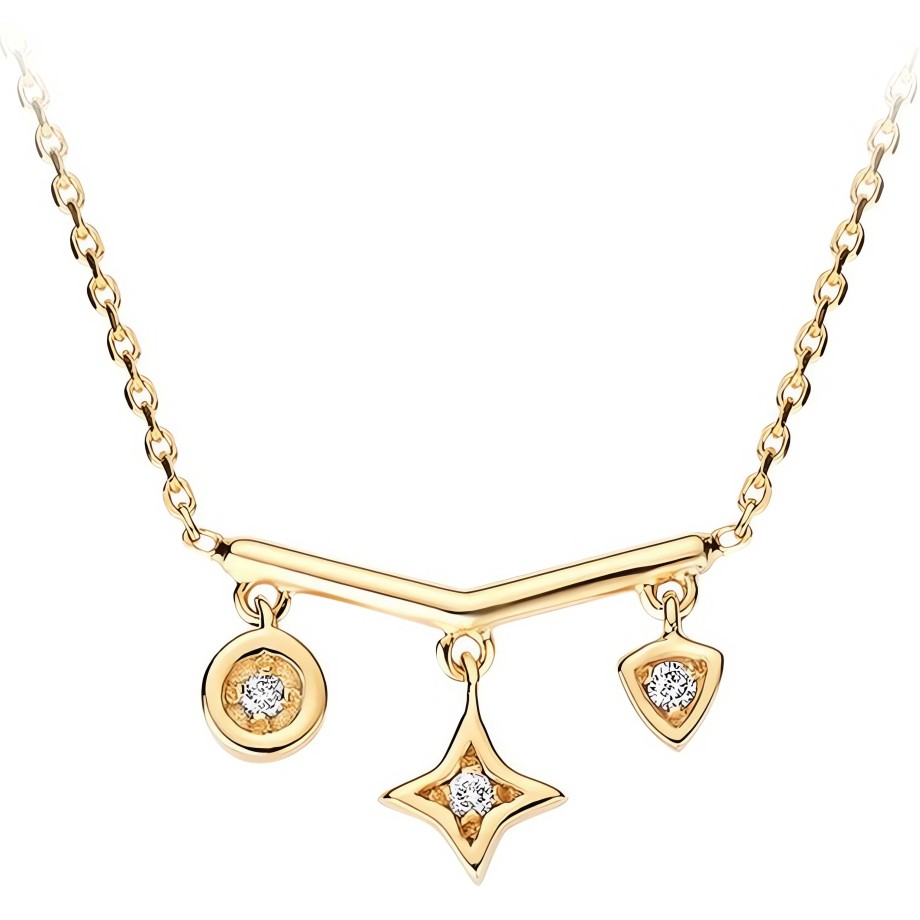 Necklaces Ritani | 14Kt Gold 0.04 Ctw Chevron Necklace With Mixed Bezel Diamond Drops