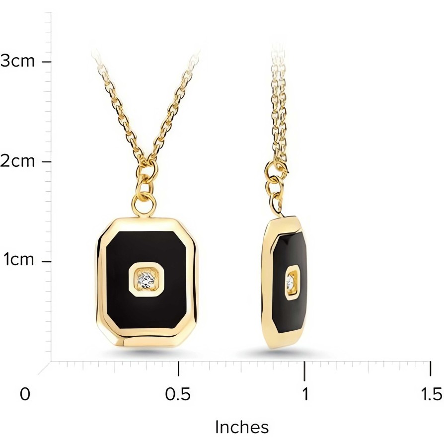 Necklaces Ritani | 14Kt Gold 0.01 Ctw Diamond & Black Enamel Octagon Medallion