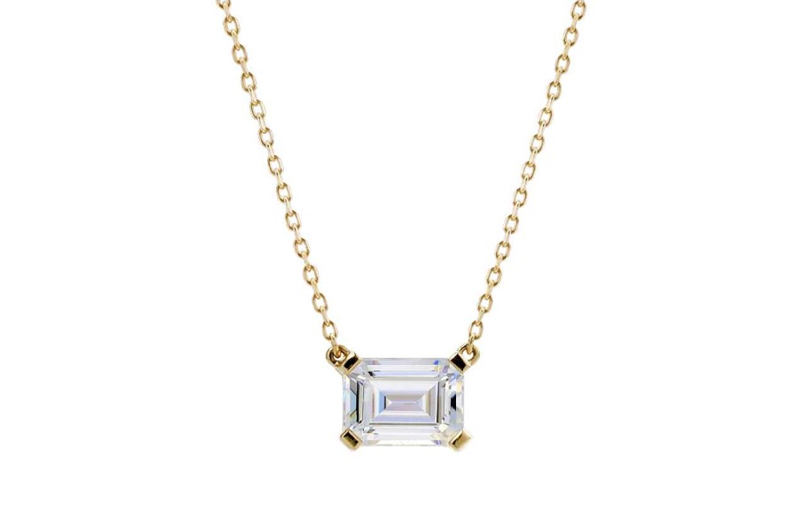 Necklaces Ritani | 14Kt Gold 0.25 Ctw East To West Emerald Cut Lab Diamond Pendant