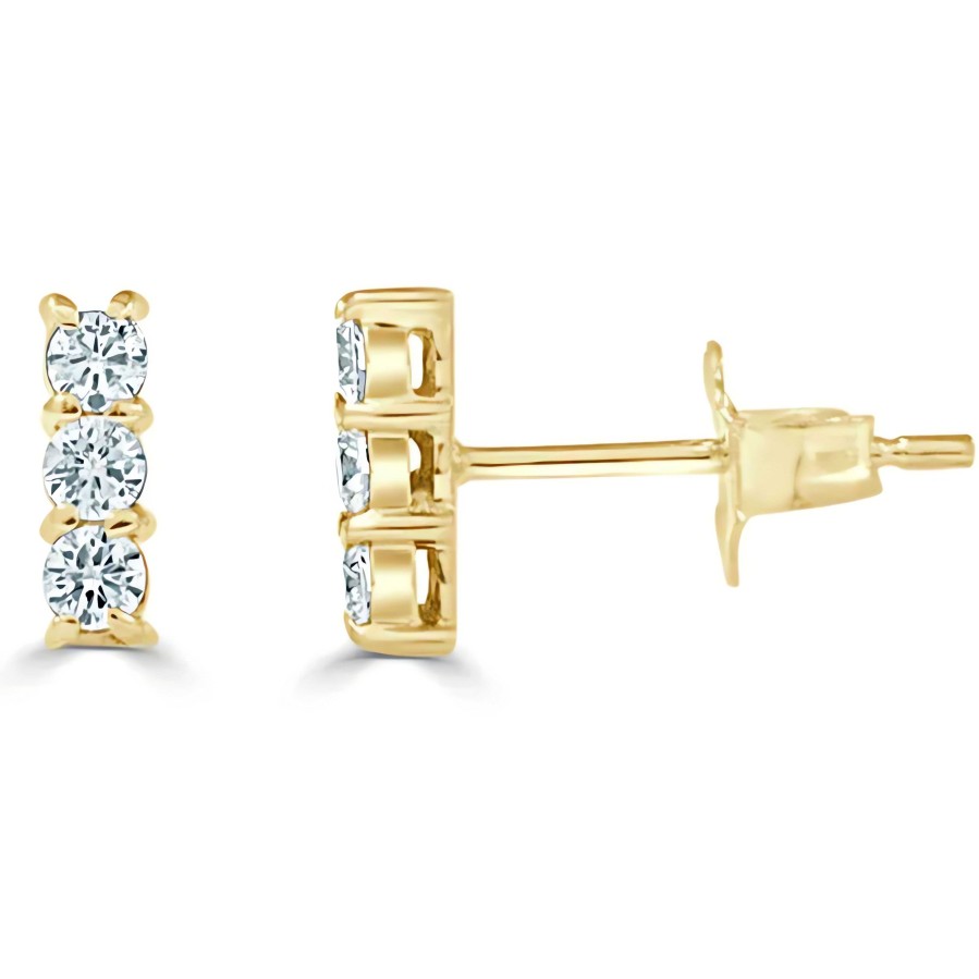 Earrings Ritani | 14Kt Gold 0.25 Ctw Three Stone Diamond Bar Earrings