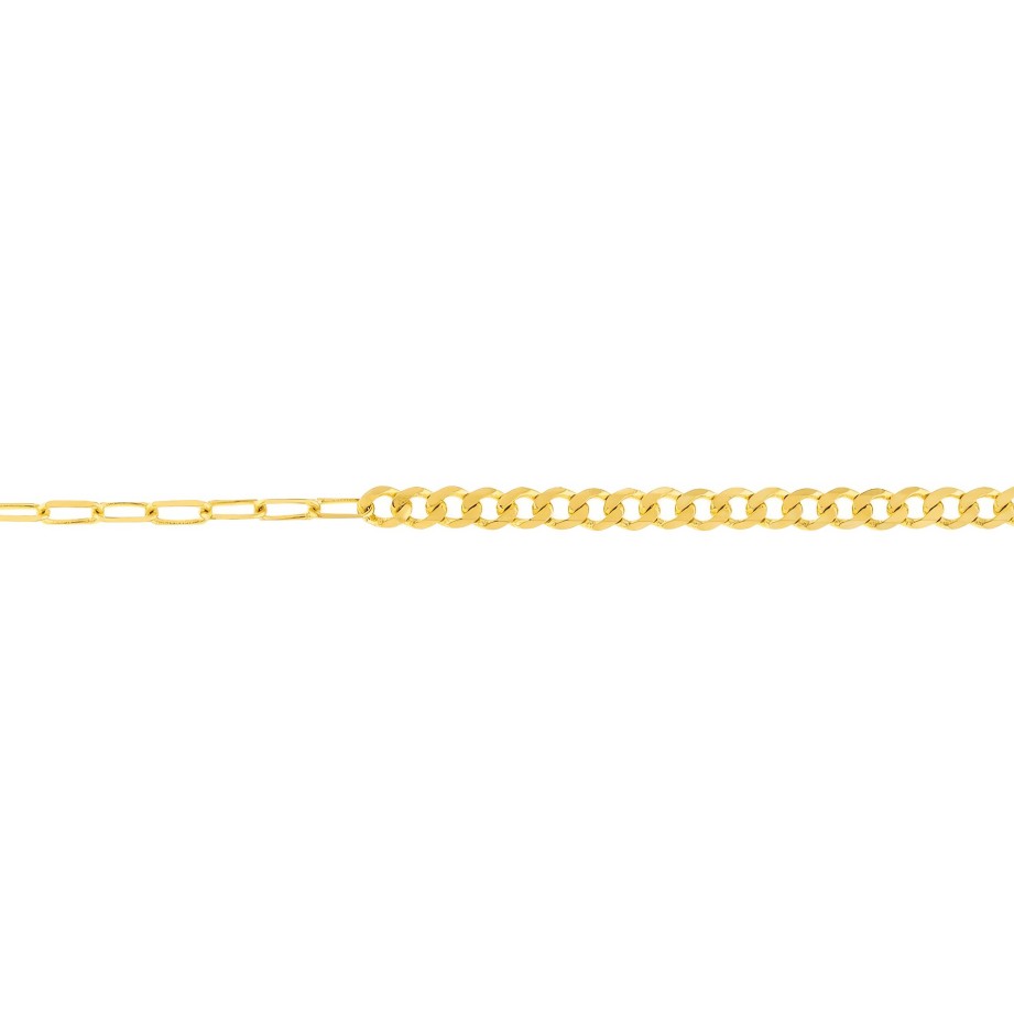 Bracelets Ritani | 14Kt Gold Half & Half Paper Clip & Curb Chain Bracelet