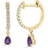 Earrings Ritani | 14Kt Gold 0.43 Ctw Amethyst & Diamond Dangle Huggie Earrings