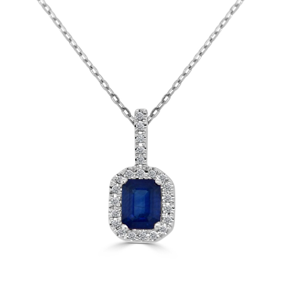 Necklaces Ritani | 14Kt Gold 0.71 Ctw Sapphire & Diamond Octagon Halo Pendant