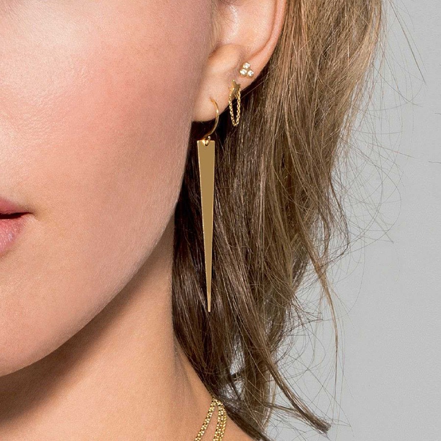 Earrings Ritani | 14Kt Gold North Star Earrings With Chain Drape