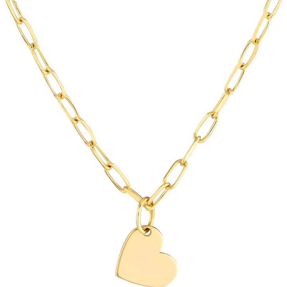 Necklaces Ritani | 14Kt Gold Dangle Heart Paper Clip Necklace