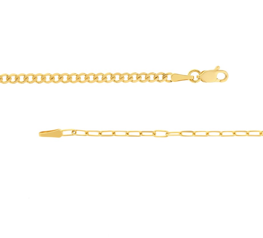 Bracelets Ritani | 14Kt Gold Half & Half Paper Clip & Curb Chain Bracelet