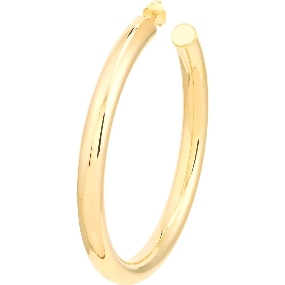 Earrings Ritani | 14Kt Yellow Gold 6Mm X 60Mm Tube Hoop Earrings