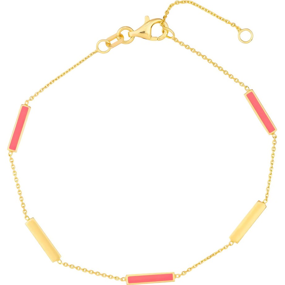 Bracelets Ritani | 14Kt Gold Neon Pink Enamel Alternating Bar Bracelet