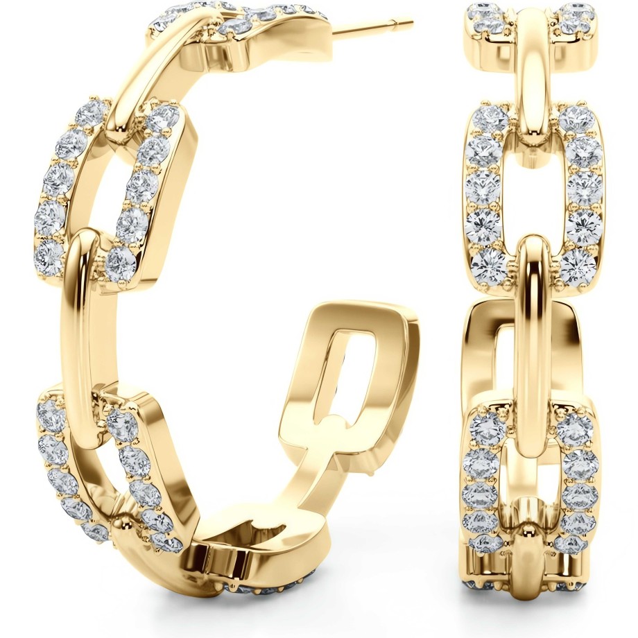 Earrings Ritani | 1.04 Ctw Diamond Chain Open Hoop Earrings