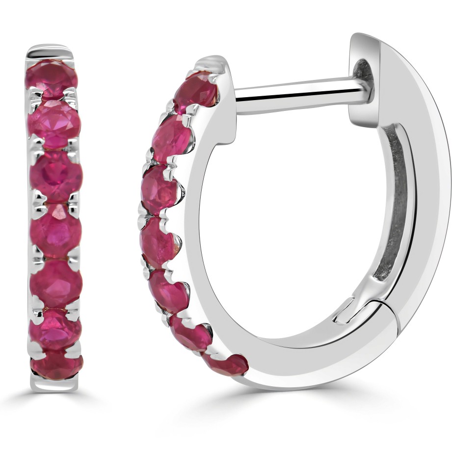 Earrings Ritani | 14Kt Gold 0.29 Ctw Ruby Huggie Earrings