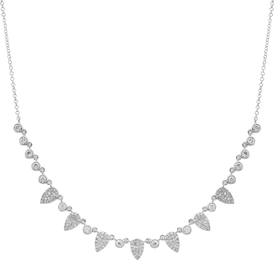 Necklaces Ritani | 14Kt White Gold 0.74 Ctw Diamond & Pear Shaped Drop Station Necklace