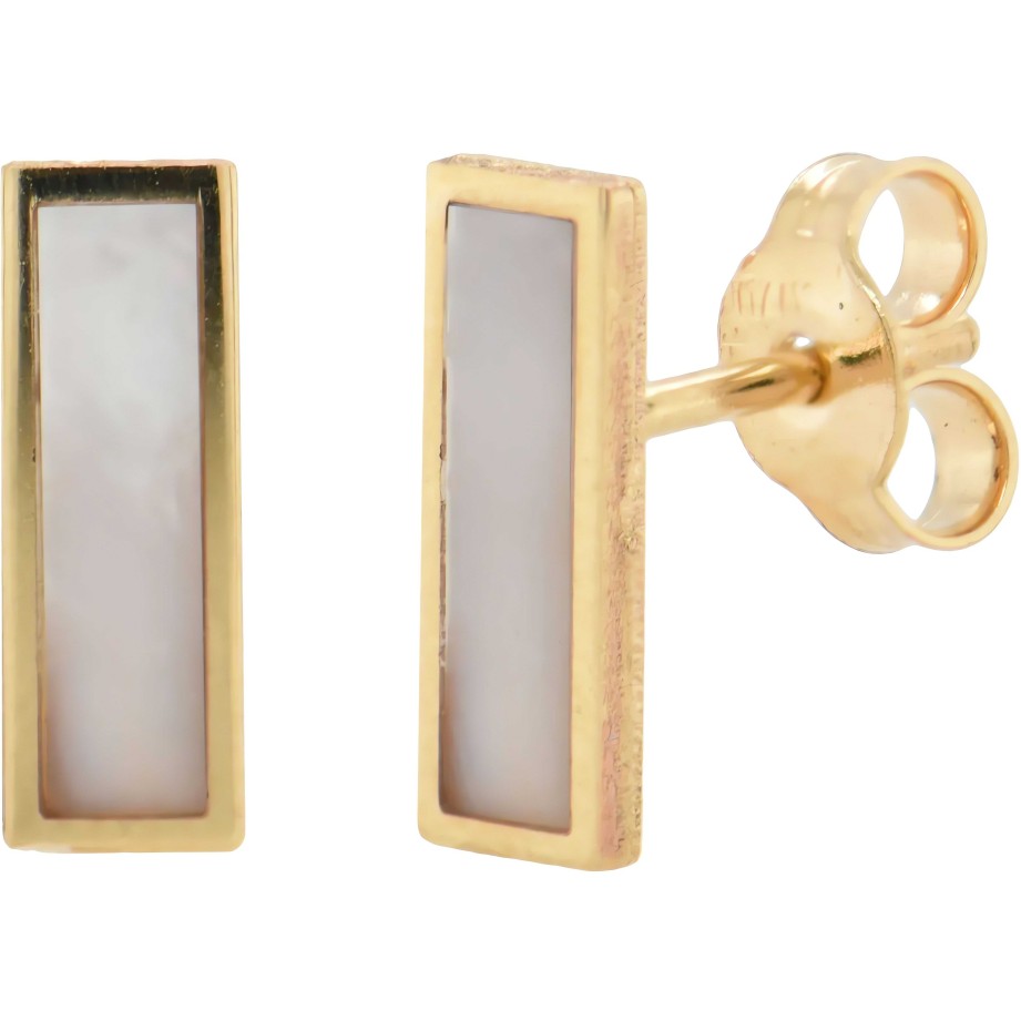 Earrings Ritani | 14Kt Gold Mother Of Pearl Bar Stud Earrings