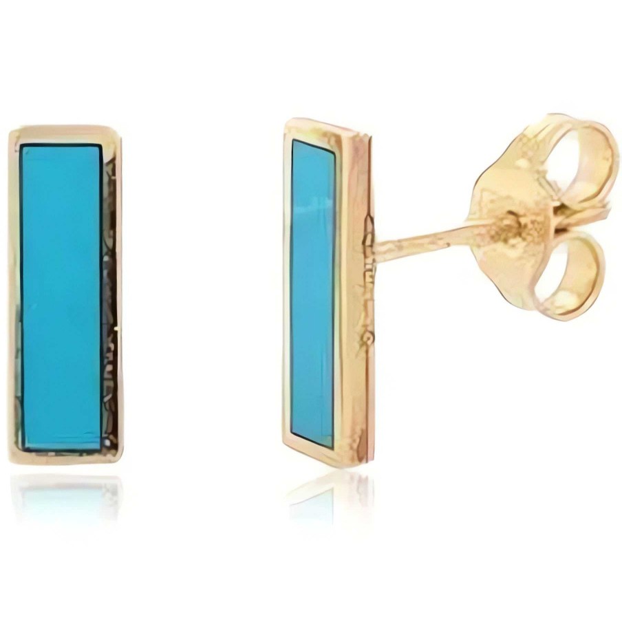 Earrings Ritani | 14Kt Gold Turquoise Bar Stud Earrings