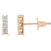 Earrings Ritani | 14Kt Gold 0.25 Ctw Three Stone Diamond Bar Earrings