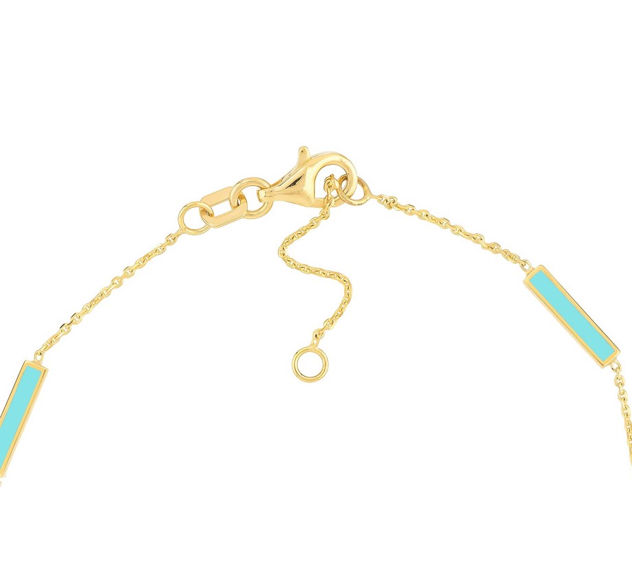 Bracelets Ritani | 14Kt Gold Turquoise Enamel Alternating Bar Bracelet