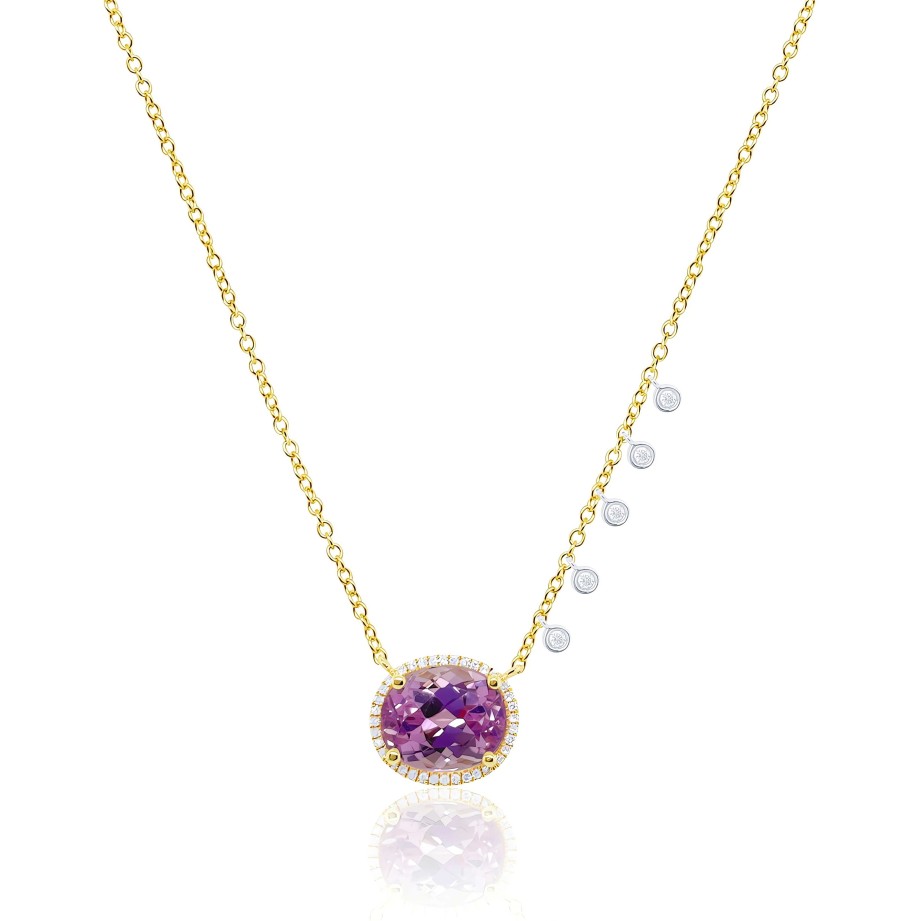 Necklaces Ritani | Meira T 14Kt Gold 0.19 Ctw Diamond & Kunzite Charm Necklace