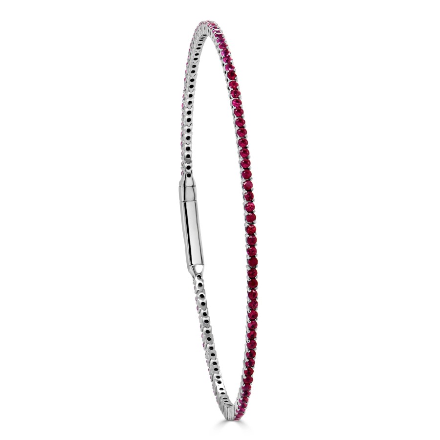 Bracelets Ritani | 14Kt Gold 1.85 Ctw Ruby Flexible Eternity Bangle