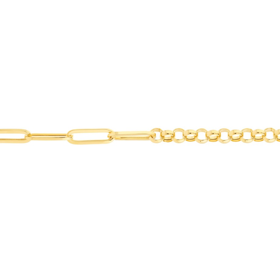 Bracelets Ritani | 14Kt Gold Half & Half Paper Clip & Rolo Chain Bracelet