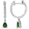 Earrings Ritani | 14Kt Gold 0.58 Ctw Emerald & Diamond Dangle Huggie Earrings