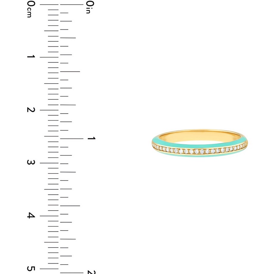 Rings Ritani | 14Kt Gold 0.14 Ctw Diamond Band With Light Turquoise Enamel Sides