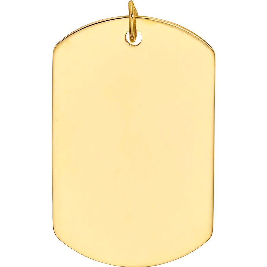 Men'S Jewelry Ritani | Men'S 14Kt Gold Large Engravable Dog Tag Pendant