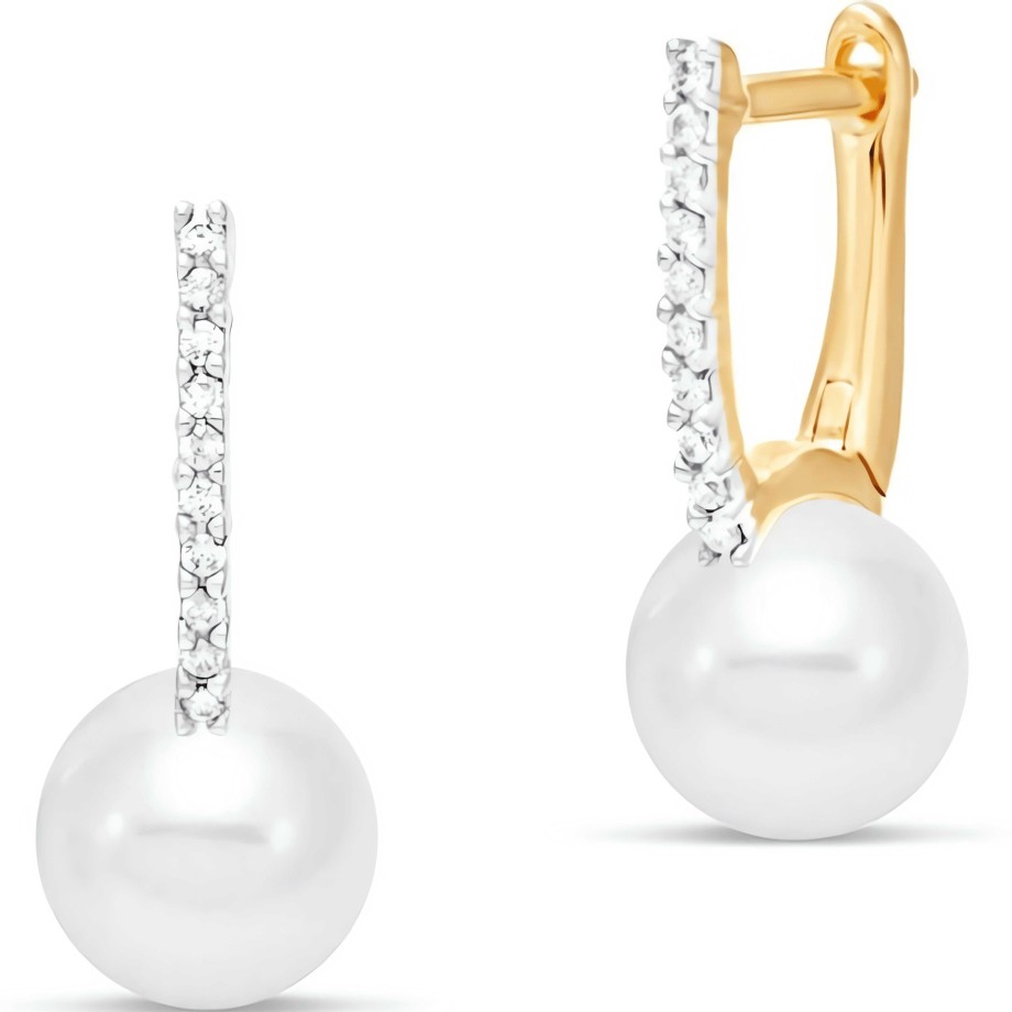 Earrings Ritani | 14Kt Gold 0.10 Ctw Freshwater Pearl Drop Earrings