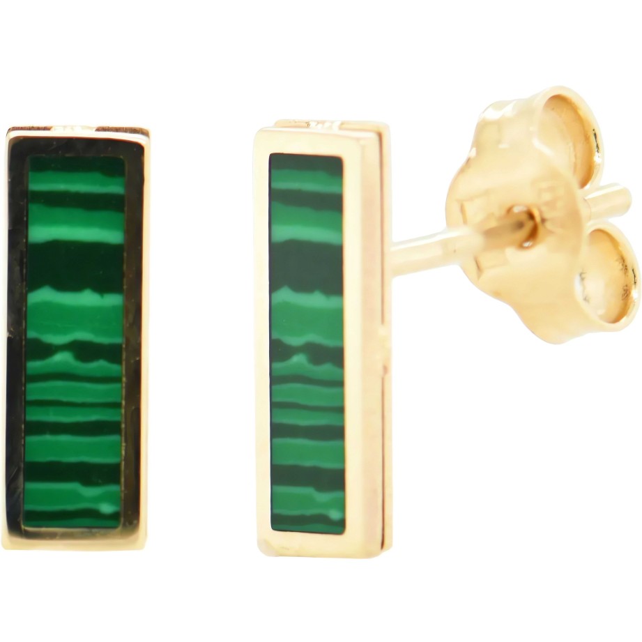 Earrings Ritani | 14Kt Gold Malachite Bar Stud Earrings