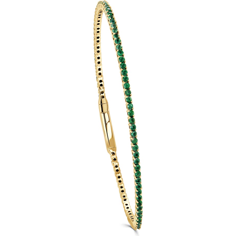 Bracelets Ritani | 14Kt Gold 2.22 Ctw Emerald Flexible Eternity Bangle