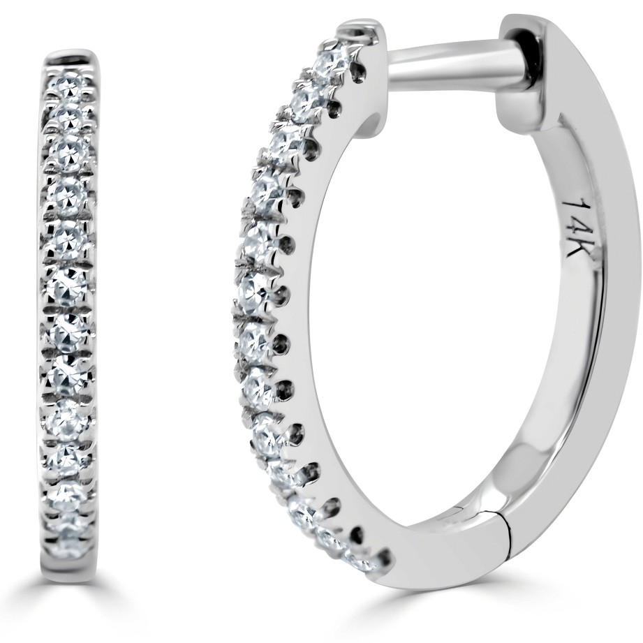 Earrings Ritani | 14Kt Gold 0.09 Ctw Diamond Huggie Earrings