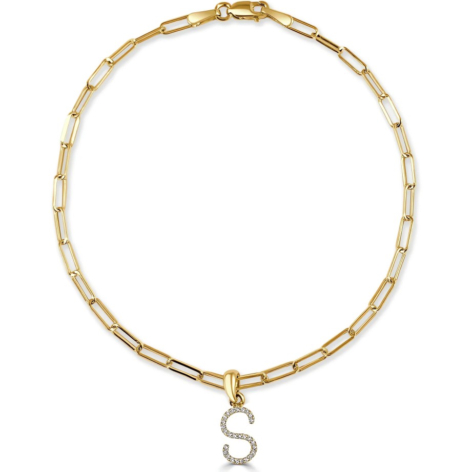 Bracelets Ritani | 14Kt Gold 0.4 Ctw Diamond Initial A-Z Link Bracelet