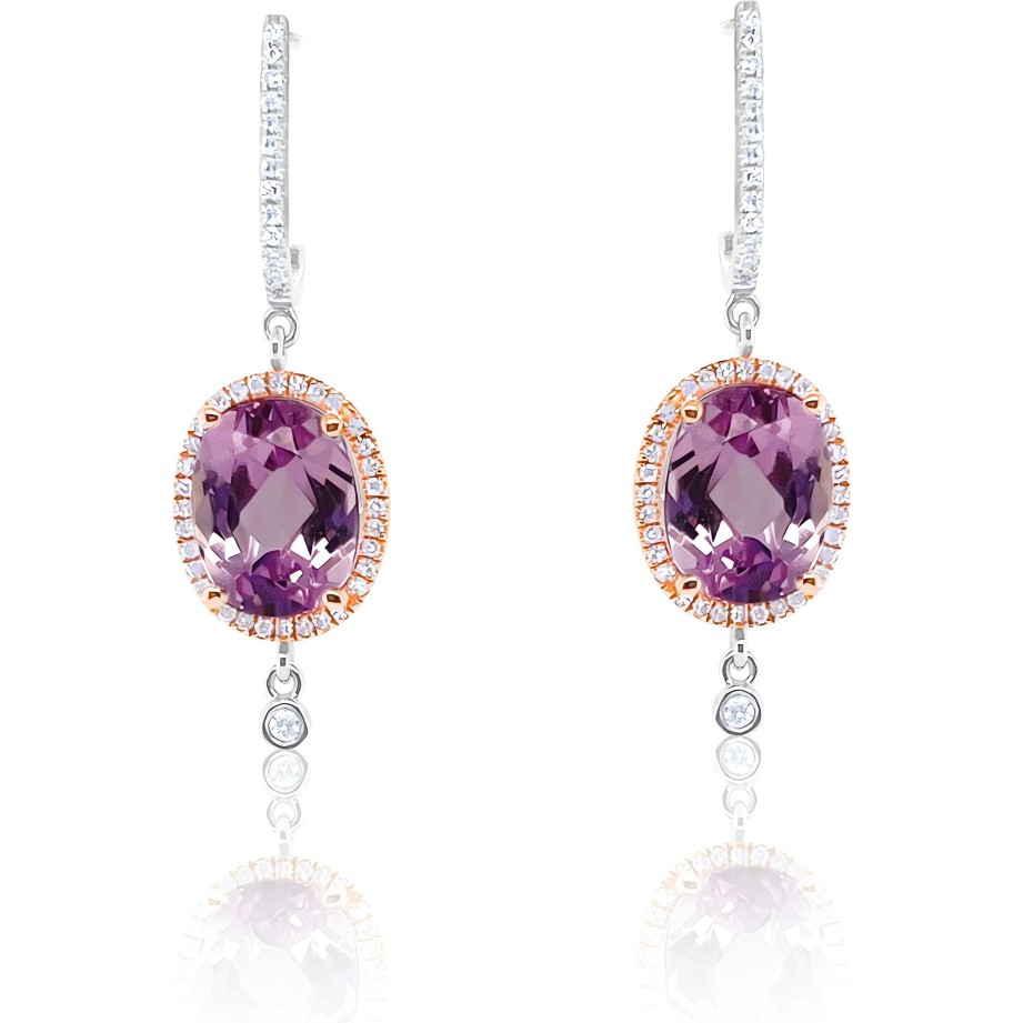 Earrings Ritani | Meira T 14Kt White Gold 0.26 Ctw Diamond & Kunzite Drop Earrings