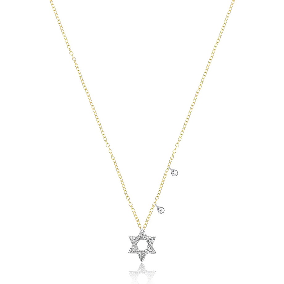 Necklaces Ritani | Meira T 14Kt Gold 0.09 Ctw Dainty Jewish Star Necklace