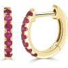 Earrings Ritani | 14Kt Gold 0.29 Ctw Ruby Huggie Earrings