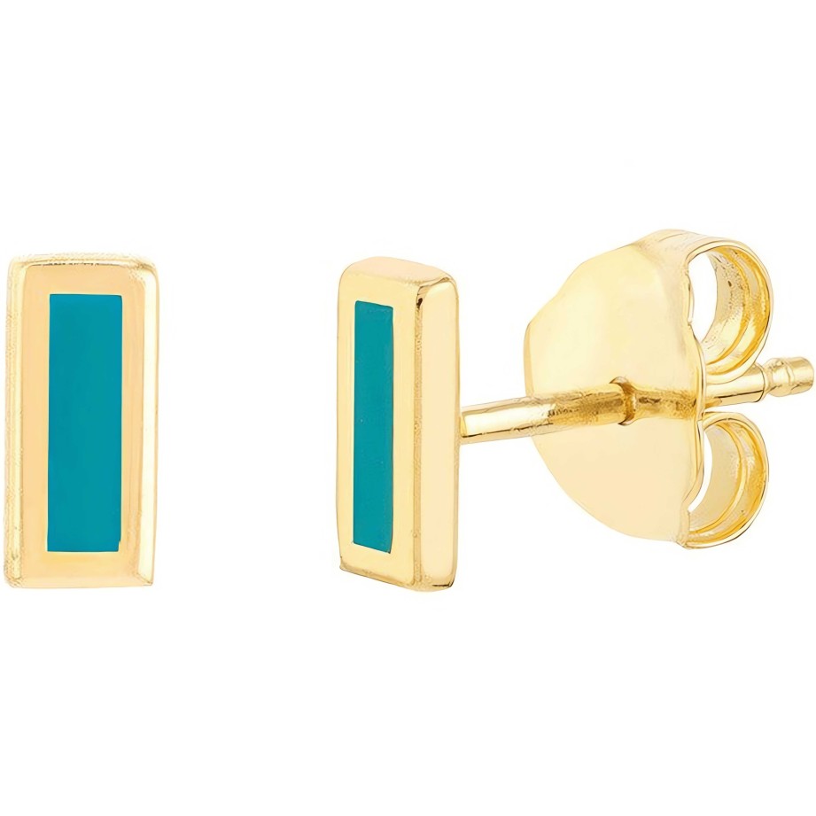 Earrings Ritani | 14Kt Gold Turquoise Enamel Staple Stud Earrings