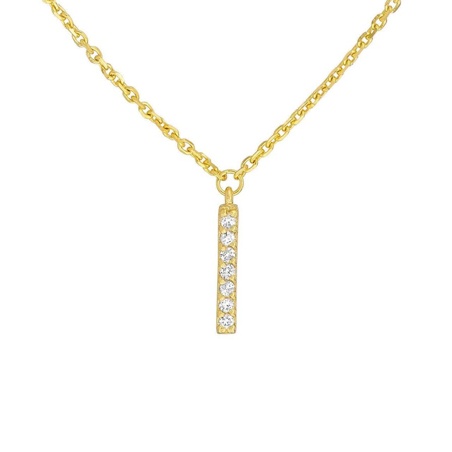 Necklaces Ritani | 14Kt Yellow Gold 0.10 Ctw Diamond Staple Bar Drops Duet Necklace