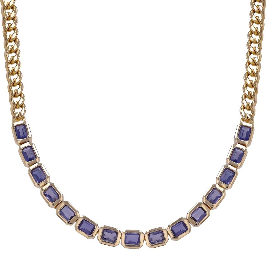 Necklaces Ritani | 14Kt Yellow Gold 2.51 Ctw Iolite & Curb Chain Choker