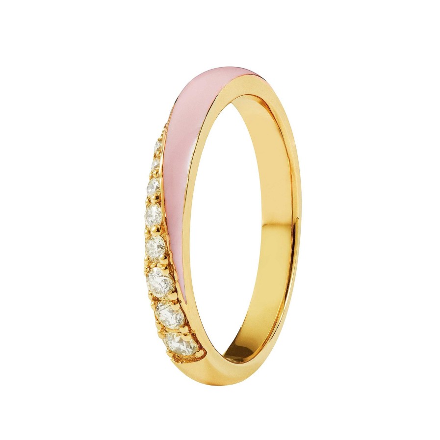 Rings Ritani | 18Kt Yellow Gold 0.44 Ctw Pink Enamel & Diamond Ring