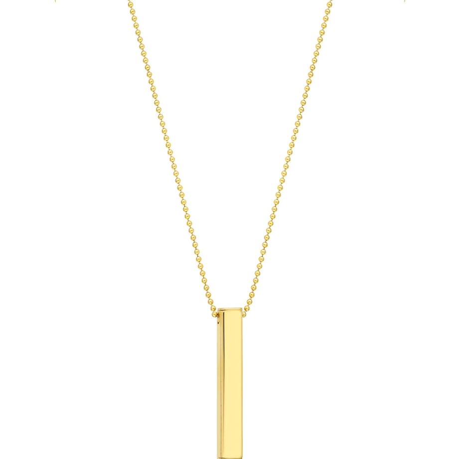 Necklaces Ritani | Men'S 14Kt Gold Engravable 3D Bar Necklace