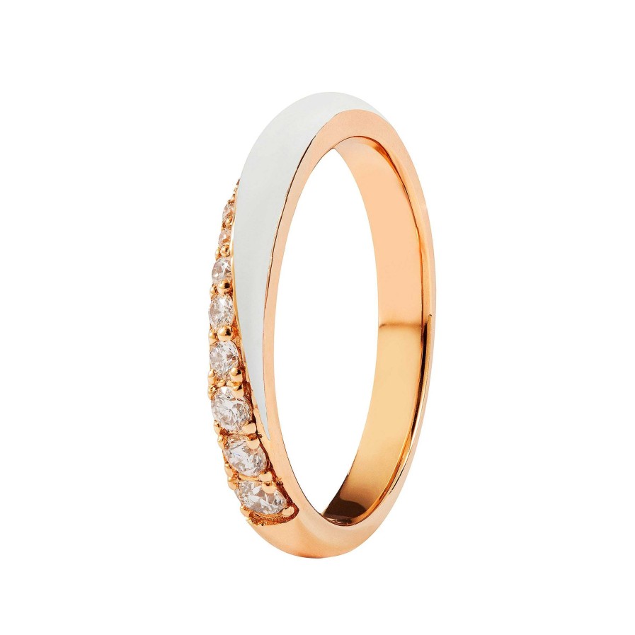 Rings Ritani | 18Kt Rose Gold 0.44 Ctw White Enamel & Diamond Ring