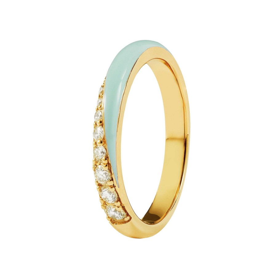 Rings Ritani | 18Kt Yellow Gold 0.44 Ctw Mint Enamel & Diamond Ring