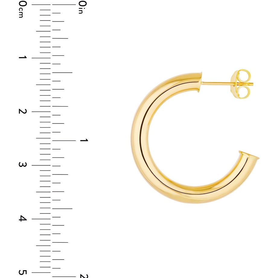 Earrings Ritani | 14Kt Gold 4Mm X 25Mm Tube Hoop Earrings