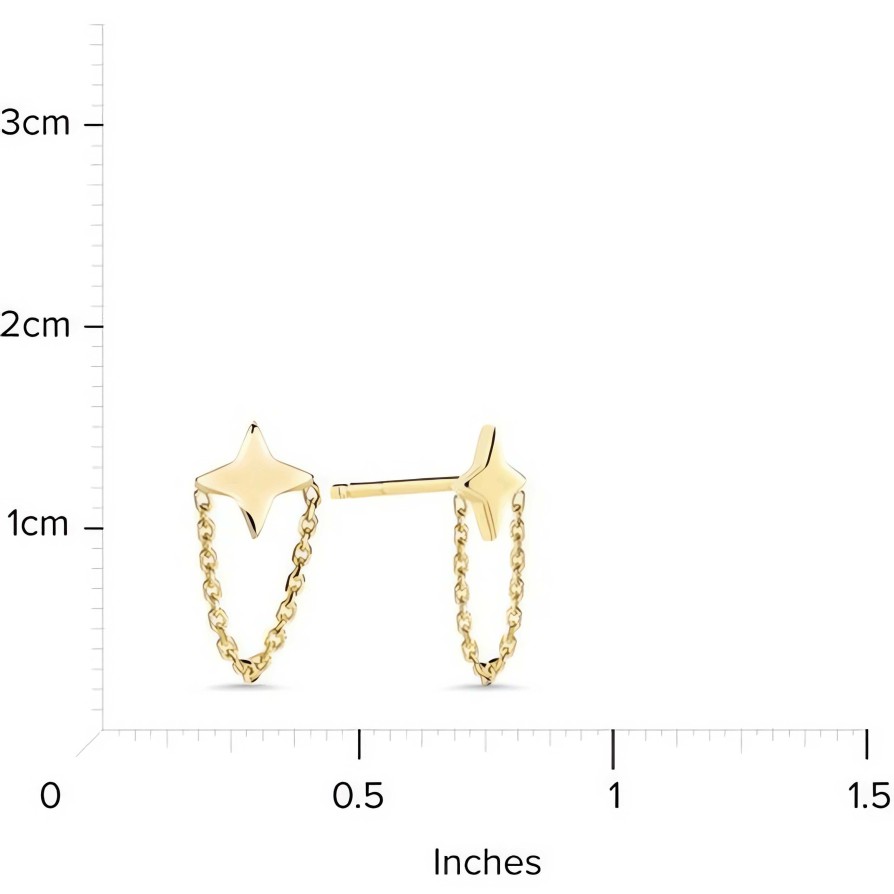 Earrings Ritani | 14Kt Gold North Star Earrings With Chain Drape