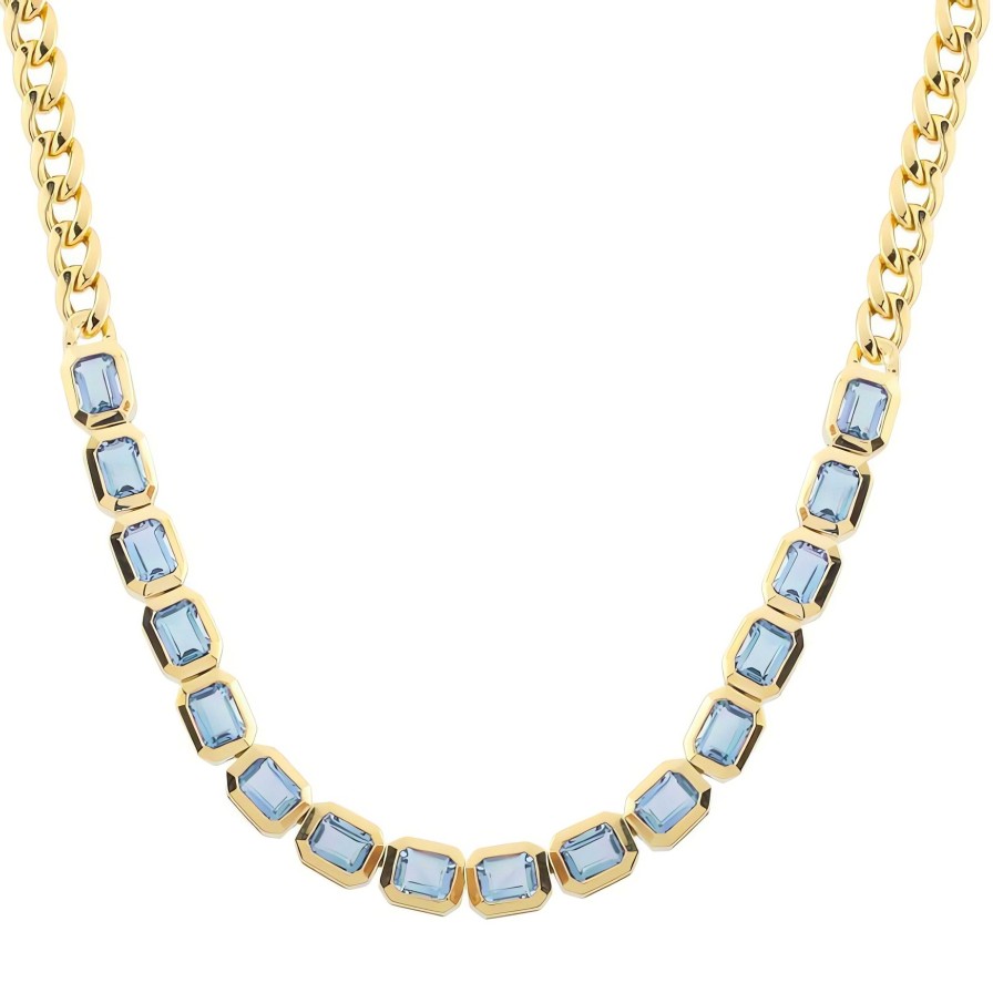 Necklaces Ritani | 14Kt Yellow Gold 3.53 Ctw Blue Topaz & Curb Chain Choker