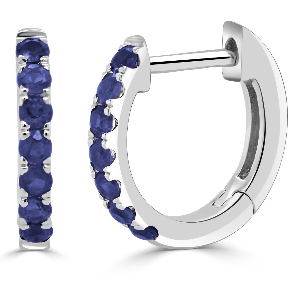 Earrings Ritani | 14Kt Gold 0.26 Ctw Blue Sapphire Huggie Earrings