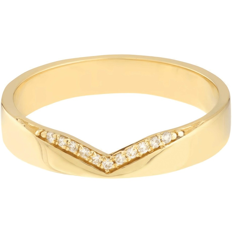 Rings Ritani | 14Kt Gold 0.06 Ctw Diamond Chevron Polished Band