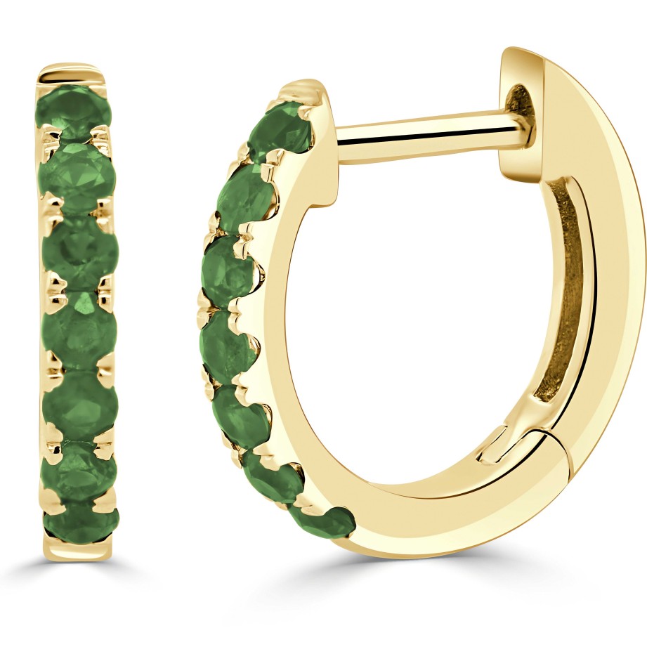 Earrings Ritani | 14Kt Gold 0.22 Ctw Emerald Huggie Earrings